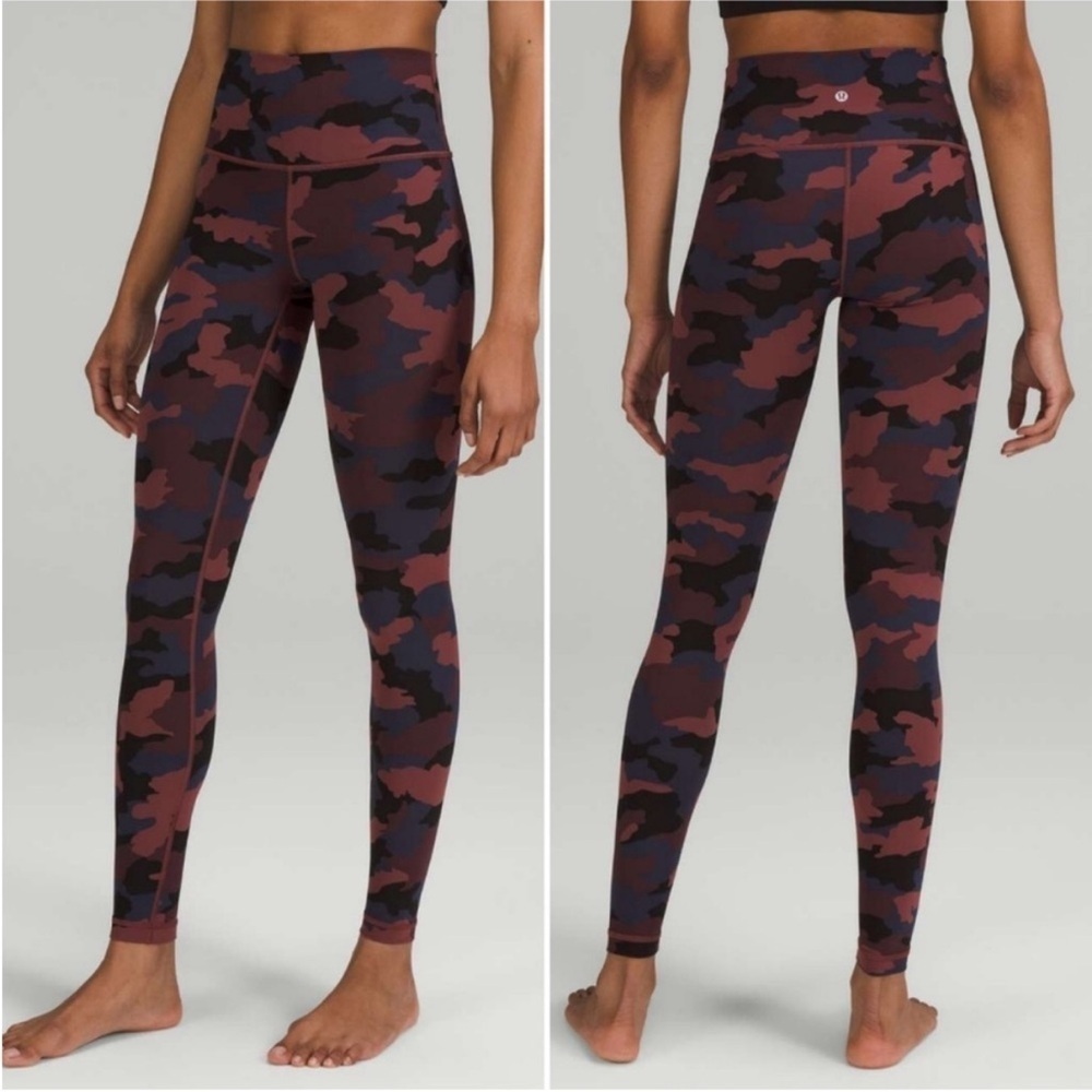 LULULEMON Wunder Under 26” Inseam Yoga Legging in Camo Smoky Red Night Sea Multi